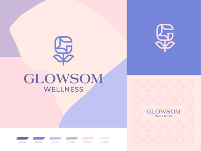 Glowsom Logo logodesign pattern organic leaf g logo plant colorful pastel health beauty spa logotype wellness logo design blossom glow flower identity branding logo