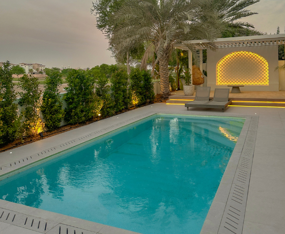 Private pool and landscape by Hammer group in Dubai